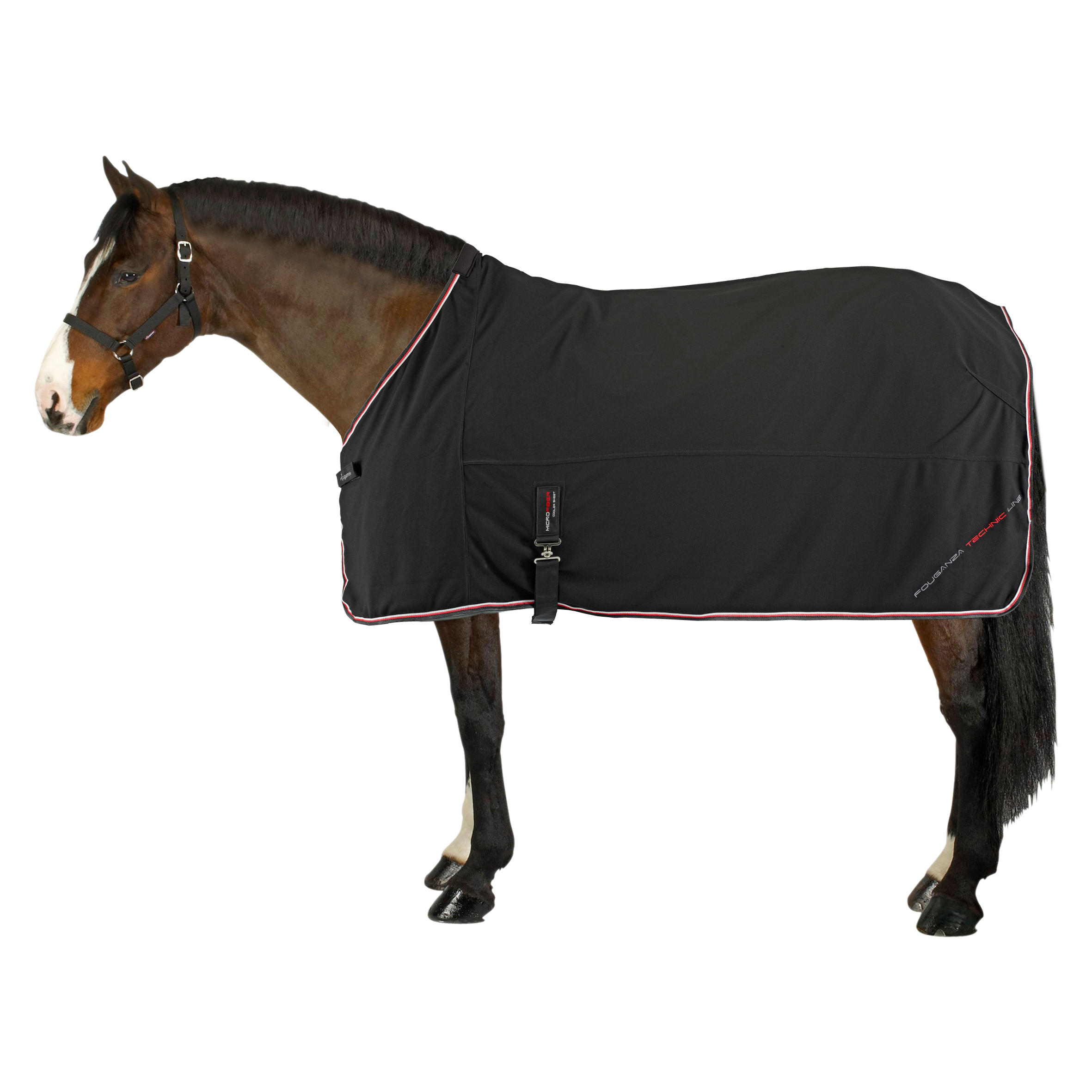 chemise séchante équitation microfibre cheval et poney - noir - fouganza