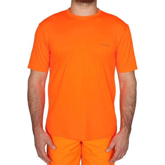 Camiseta Manga Corta Hombre Caza Solognac 300 Transpirable Fluo Alta Visibilidad