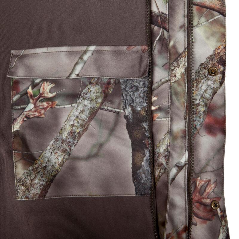 Chaqueta Caza Solognac 300 Hombre Impermeable Calida 3 en 1 Camuflaje Marrón