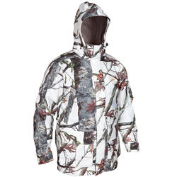 VESTE CHASSE IMPERMÉABLE CHAUDE 3 EN 1 300 CAMOUFLAGE NEIGE