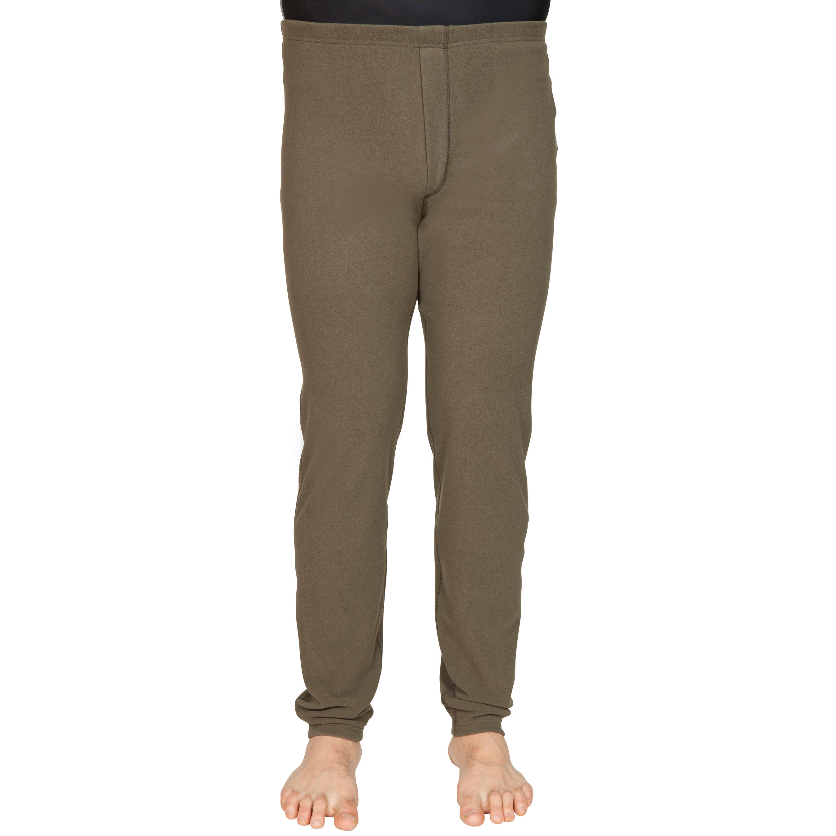 Base Layer Fleece Pants 100 Green Dark ivy green Solognac Decathlon