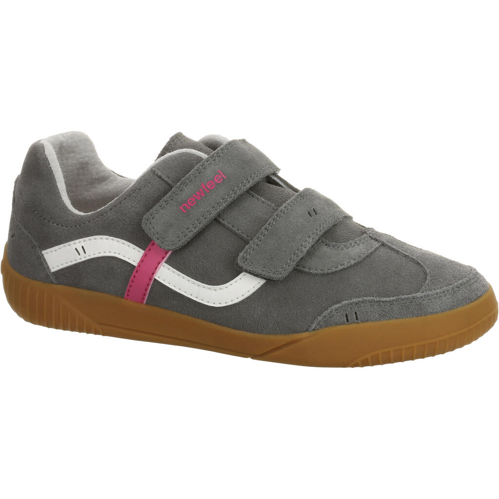 Jarry children's leather walking shoes - grey/pink