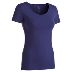 Tee-shirt en coton biologique femme gym douce, yoga, pilates bleu