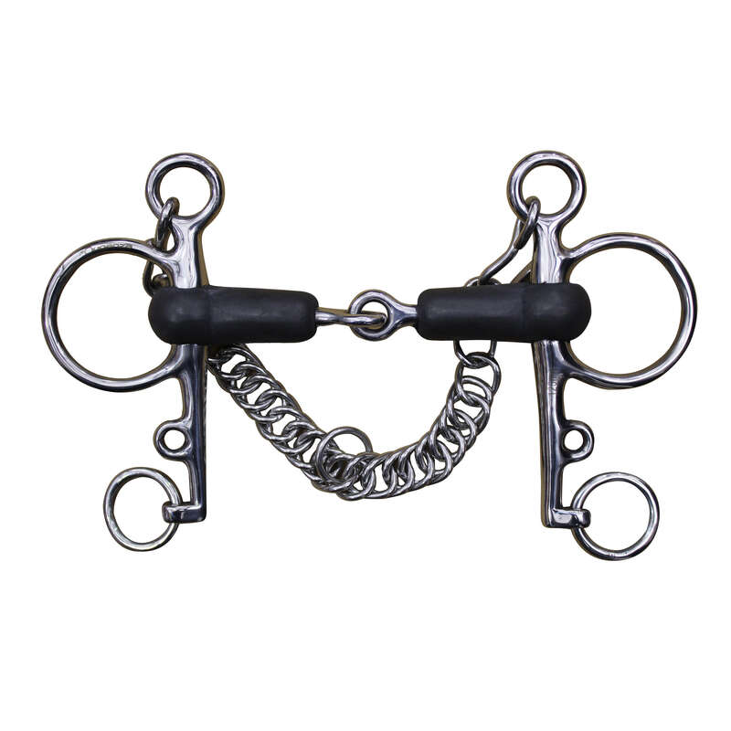 FOUGANZA Horse Riding Rubber Jointed Pelham Bit for Horse/Pony...