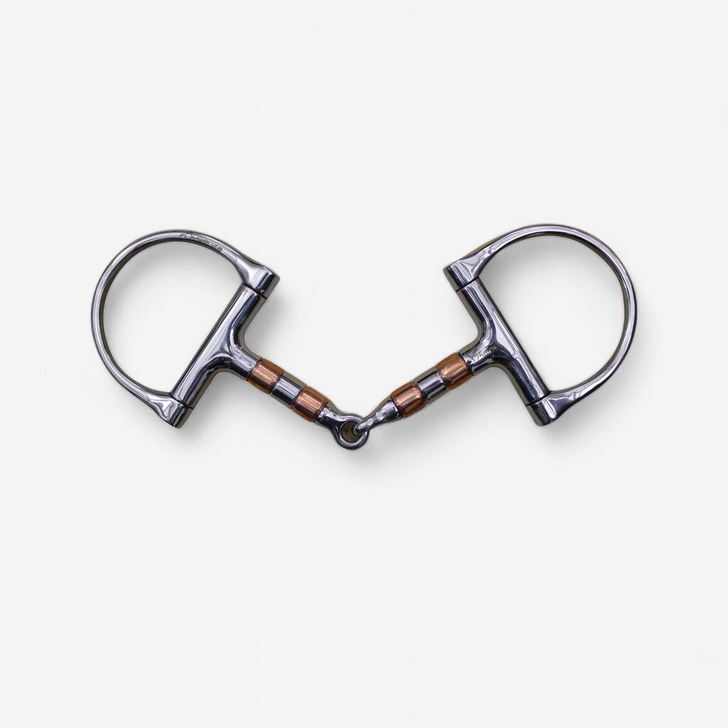 Horse Riding D-Ring Snaffle Bit With Copper Rollers For Horse And Pony