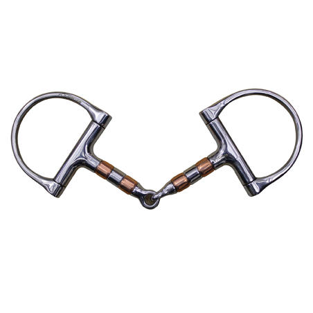 Horseback Riding D-Ring Snaffle Bit with Copper Rollers for Horse and Pony