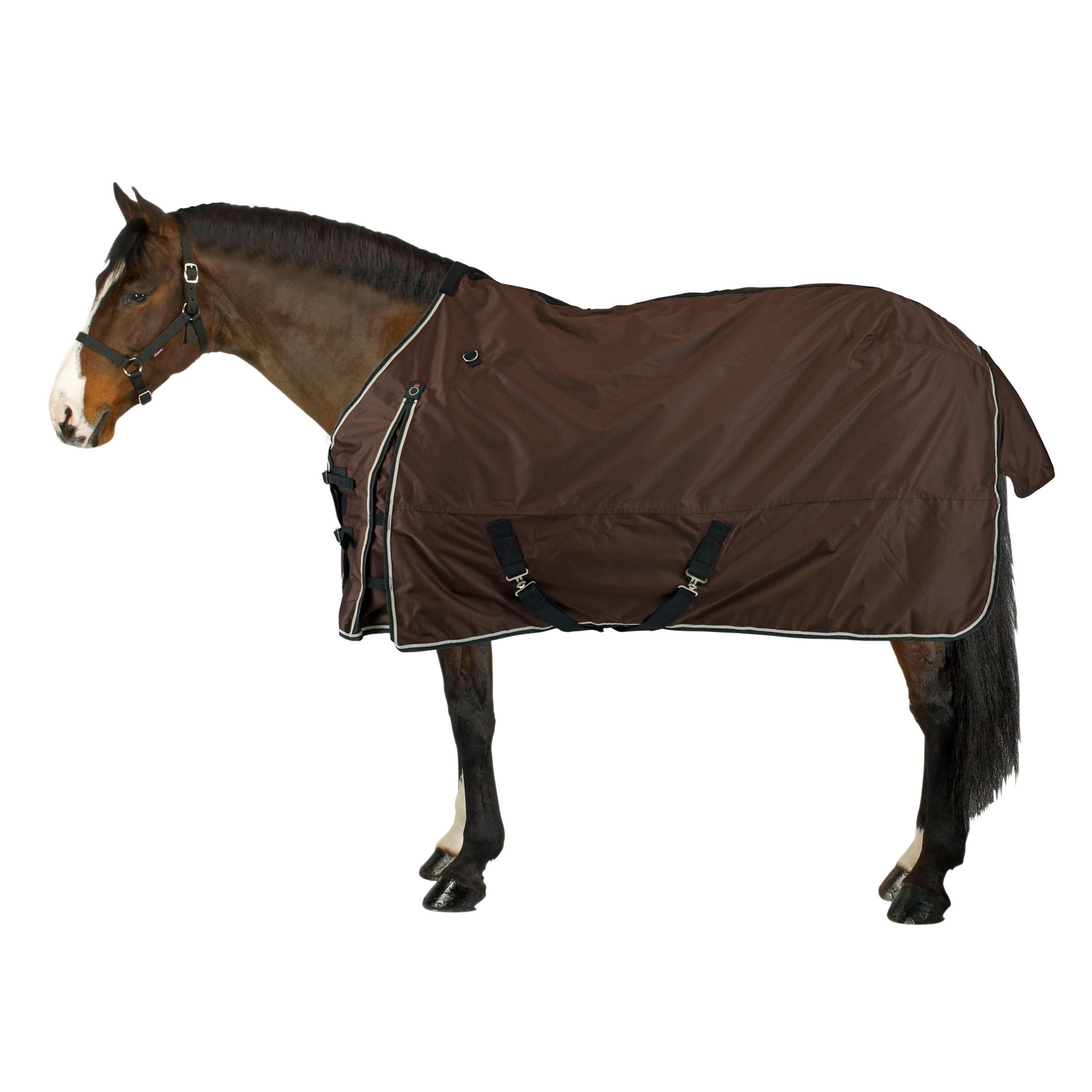 Horse Riding Waterproof Turnout Sheet for Horse & Pony - Allweather Light Brown - FOUGANZA