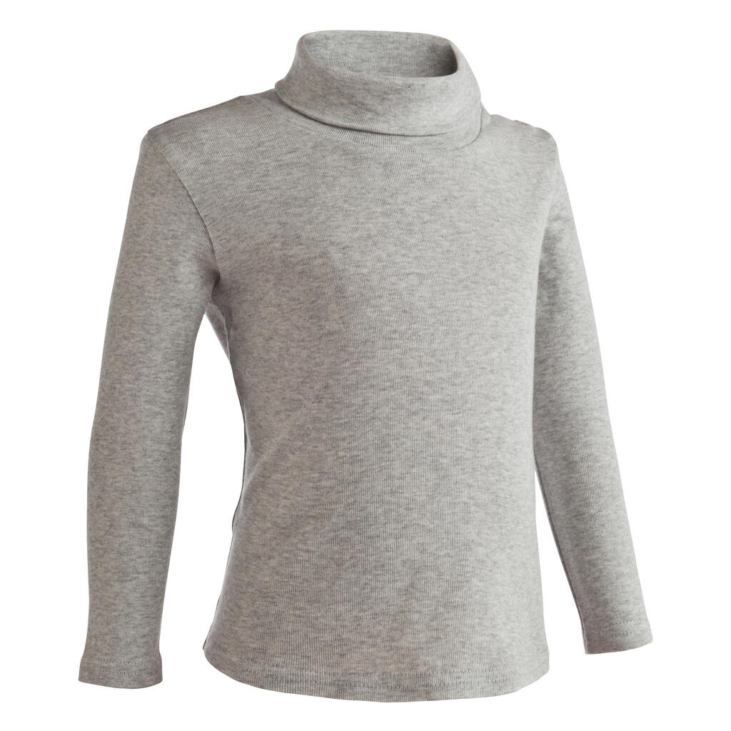 Baby organic cotton turtleneck t-shirt - mottled grey