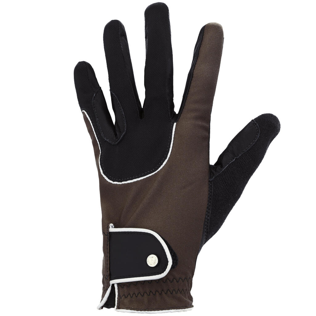 Pro'leather adult horse riding gloves - brown