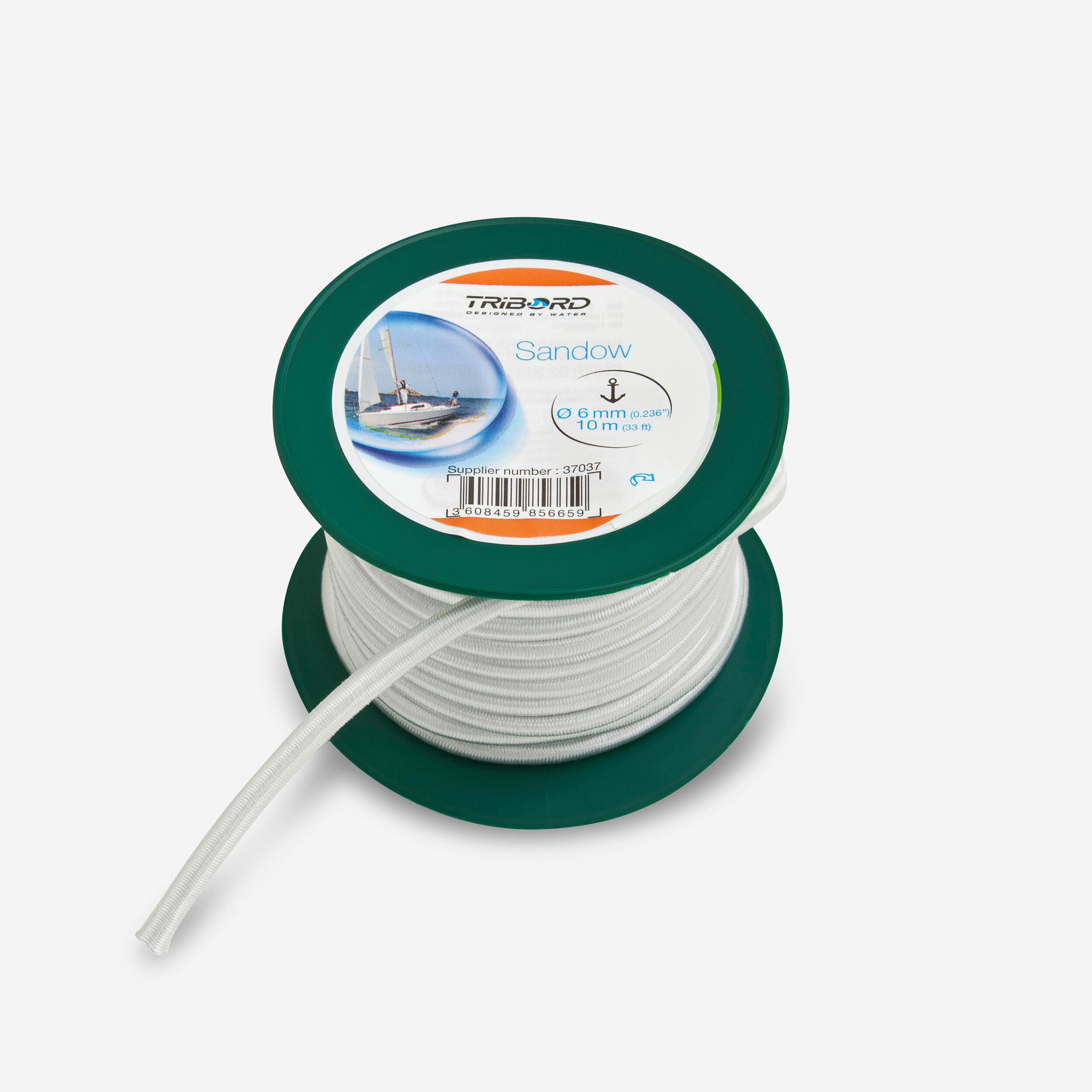 Sandow Bobine 100m Cable elastique 6mm Gris , fixation remorque