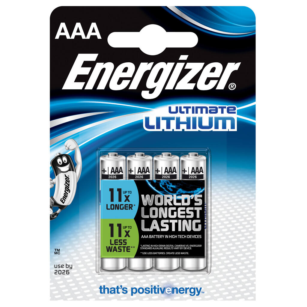 4 AAA-LR3 “Energizer” litija bateriju iepakojums
