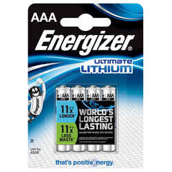 Pack of 4 ENERGIZER AAA-LR3 Lithium batteries