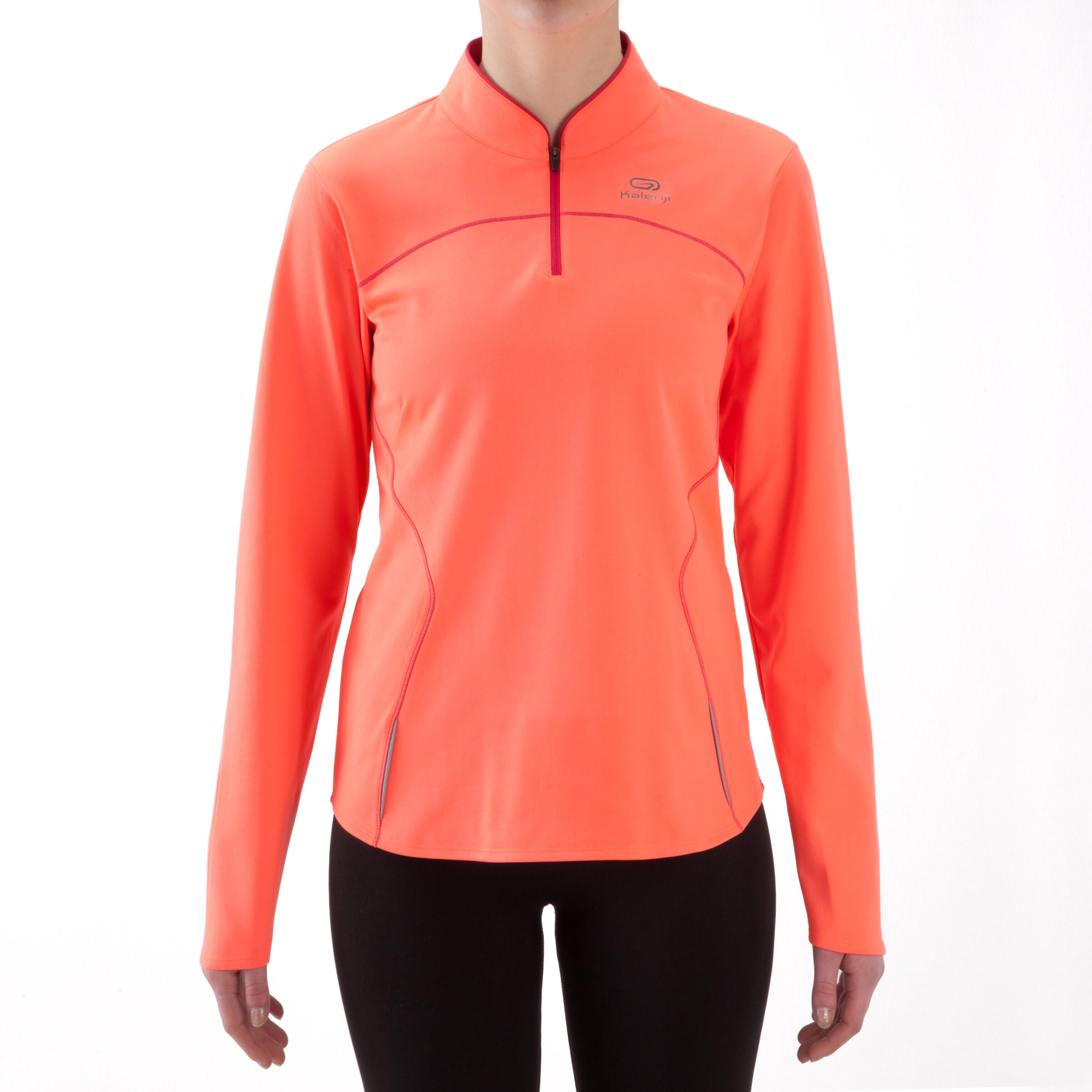 Kalenji Ekiden Women's Warm Long Sleeved Running Jersey - Orange/Grey 2/8