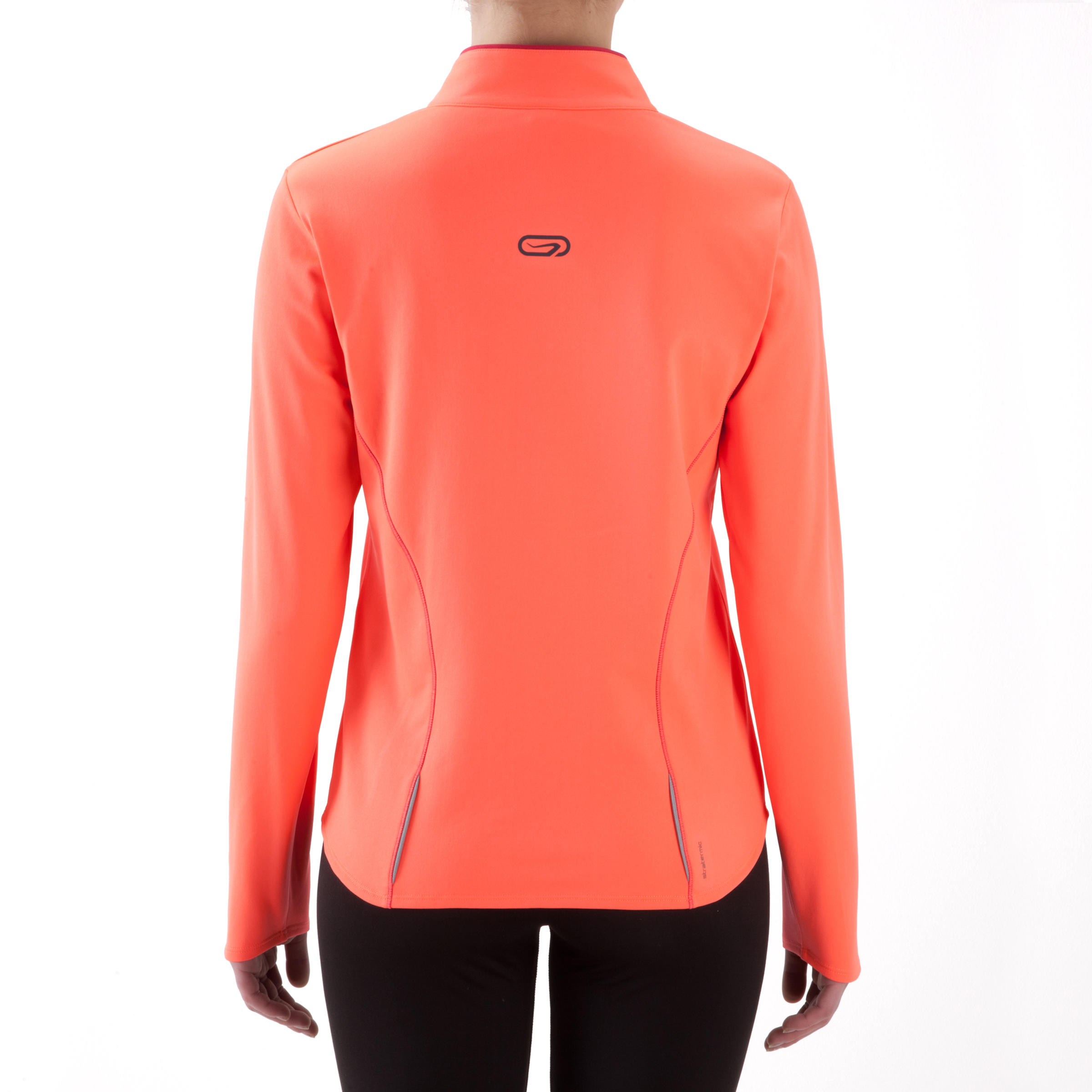 Kalenji Ekiden Women's Warm Long Sleeved Running Jersey - Orange/Grey 3/8