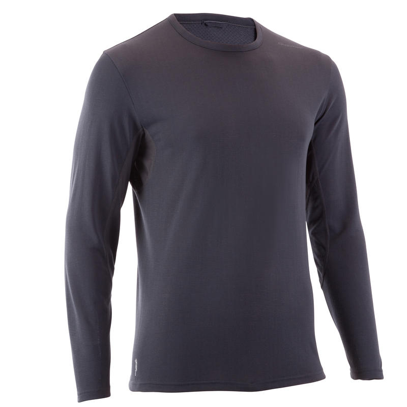 TechFRESH 50 Men's Long-Sleeved Hiking T-Shirt - Abu-abu Gelap TechFRESH 50 Men's Long-Sleeved Hiking T-Shirt - Abu-abu Gelap