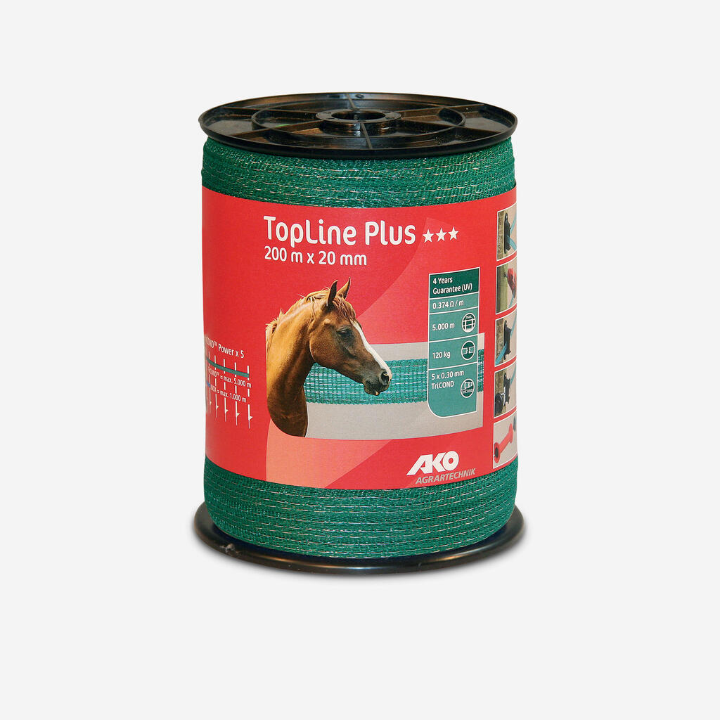 Top Line Horse Riding Fencing Tape 20 mm x 200 m - Green