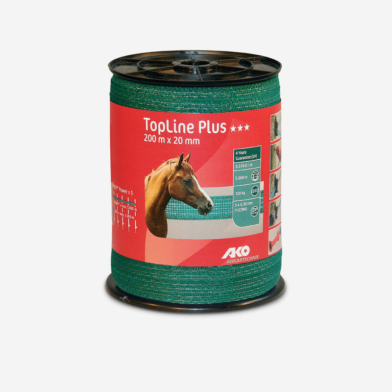 Schriklint voor paardenomheining Top Line groen - 20 mm breed x 200 m