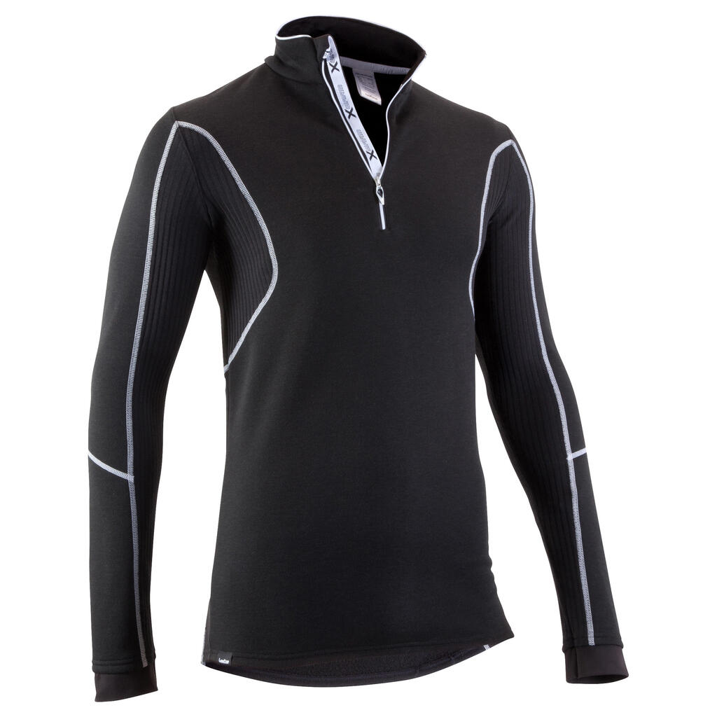 Wedze x warm men's ski base layer - black wool