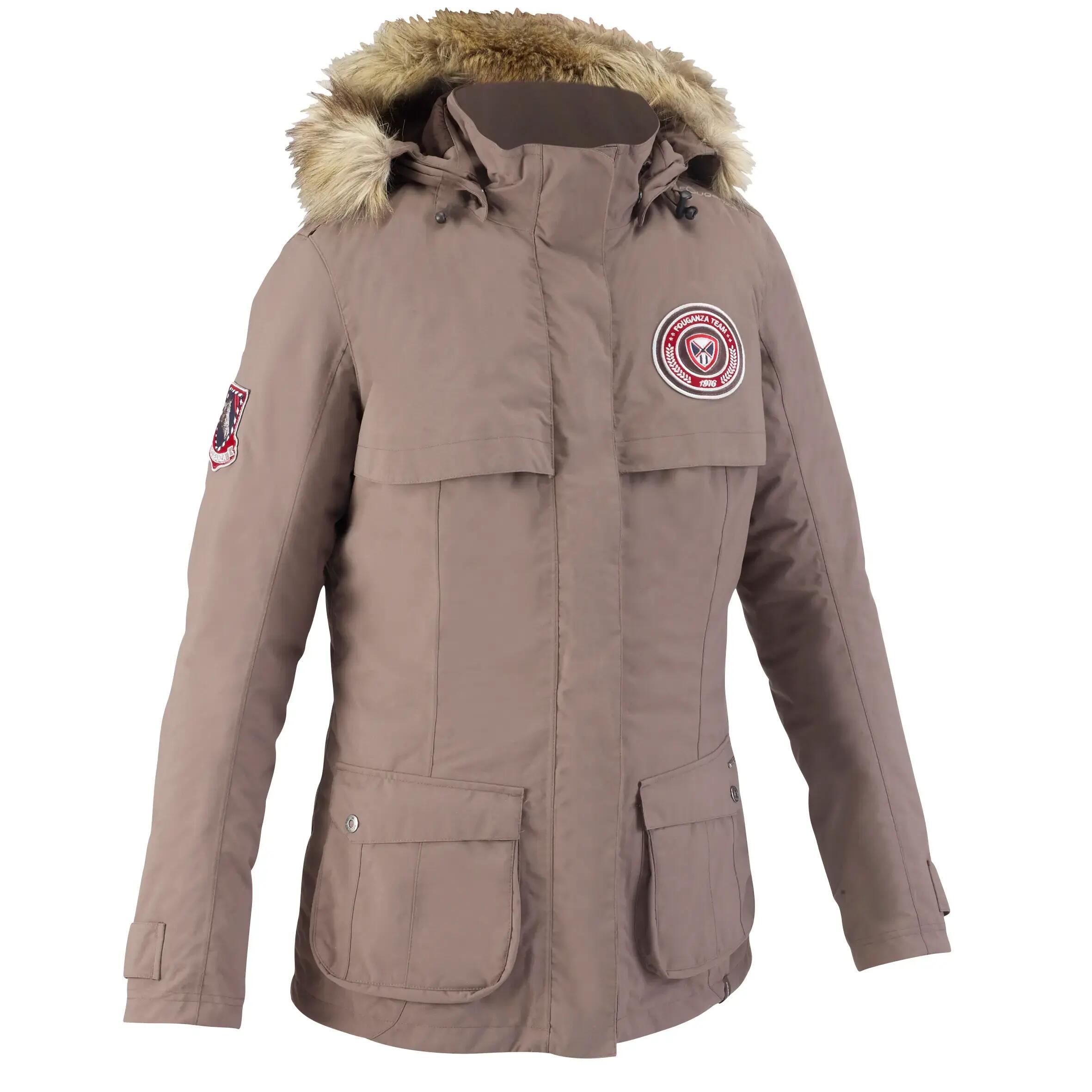RIDING women's 3-in-1 warm horse riding jacket - brown 1/3