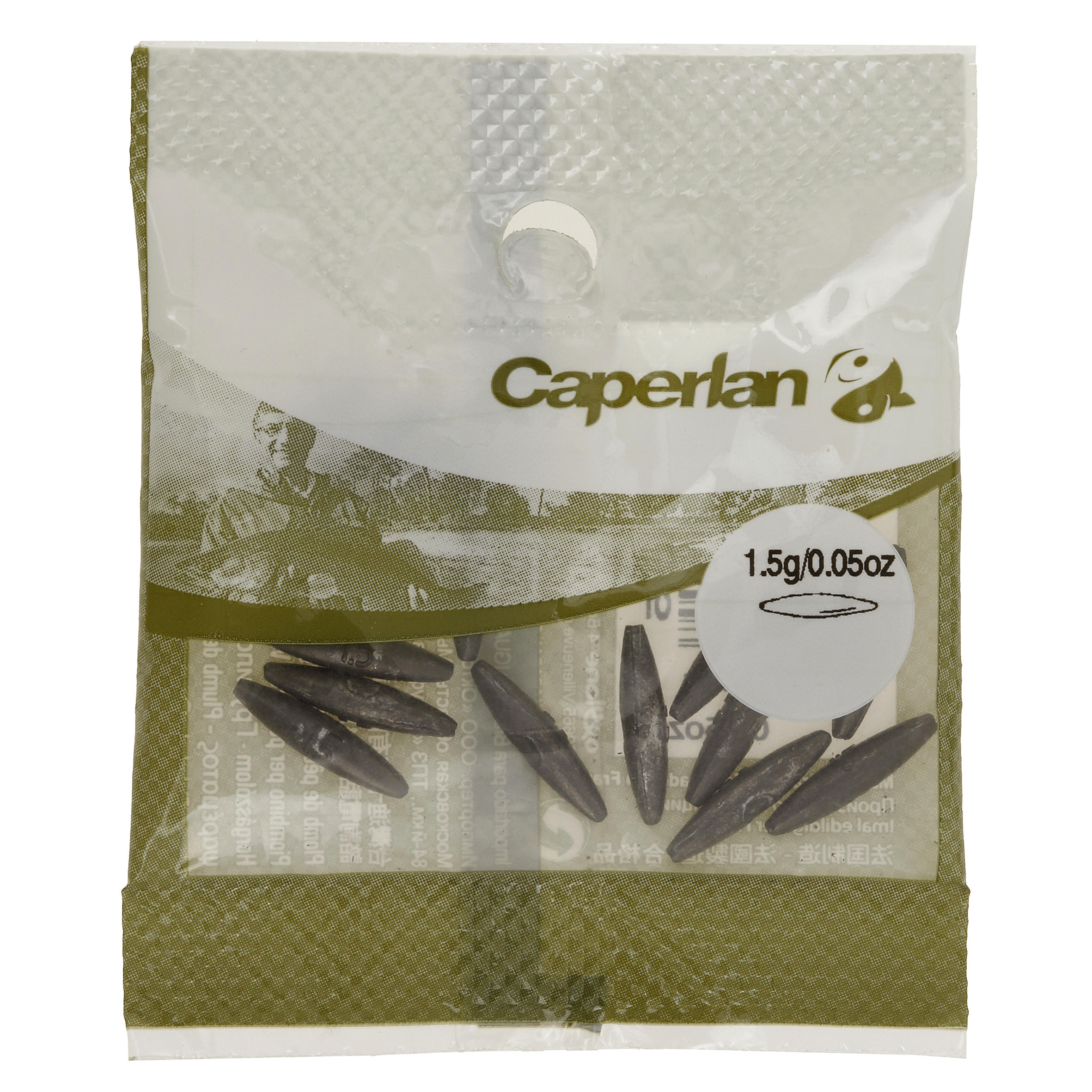 Caperlan Lood Hengelsport Langwerpige Olijfvormige Loodjes Met Gaatje caperlan kopen in de aanbieding