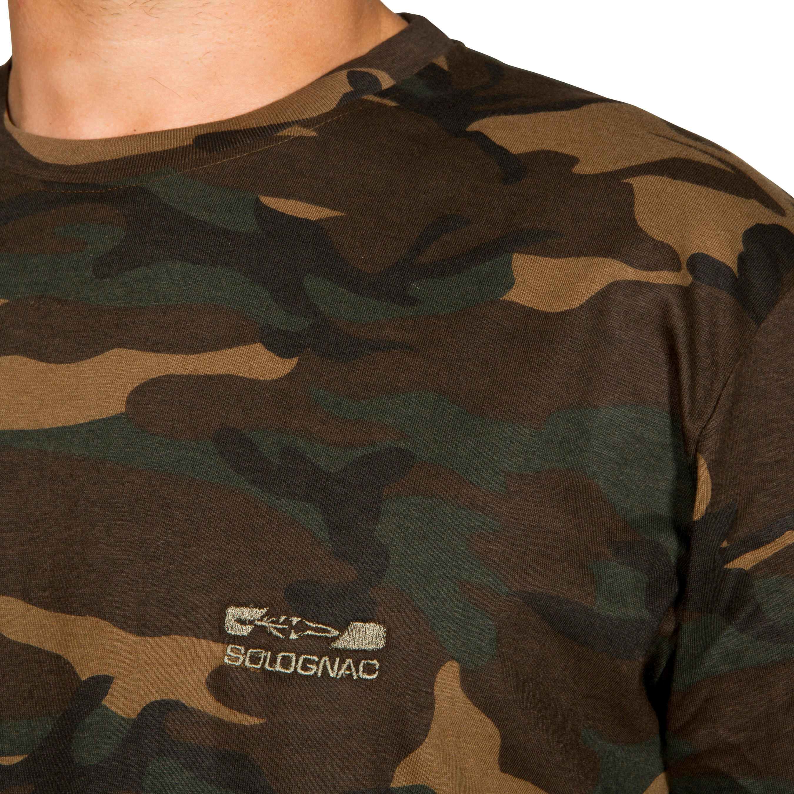 T-shirt manches courtes chasse 100 camouflage woodland vert 7/7