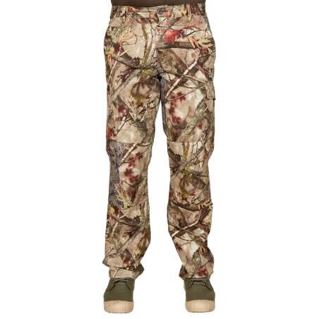 PANTALON CHASSE 100 RESPIRANT SILENCIEUX COTON CAMOUFLAGE FORET