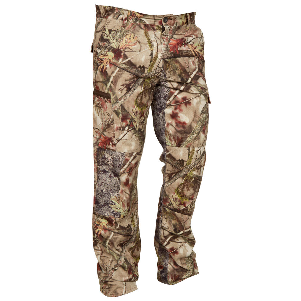 Jagdhose 100 atmungsaktiv geräuscharm Baumwolle Camouflage Treemetic 