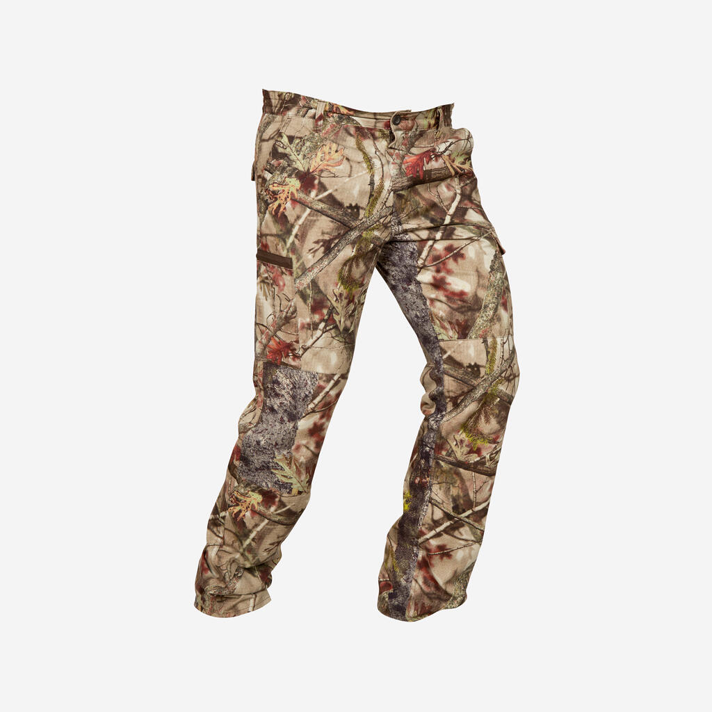 Jagdhose 100 atmungsaktiv geräuscharm Baumwolle Camouflage Treemetic 