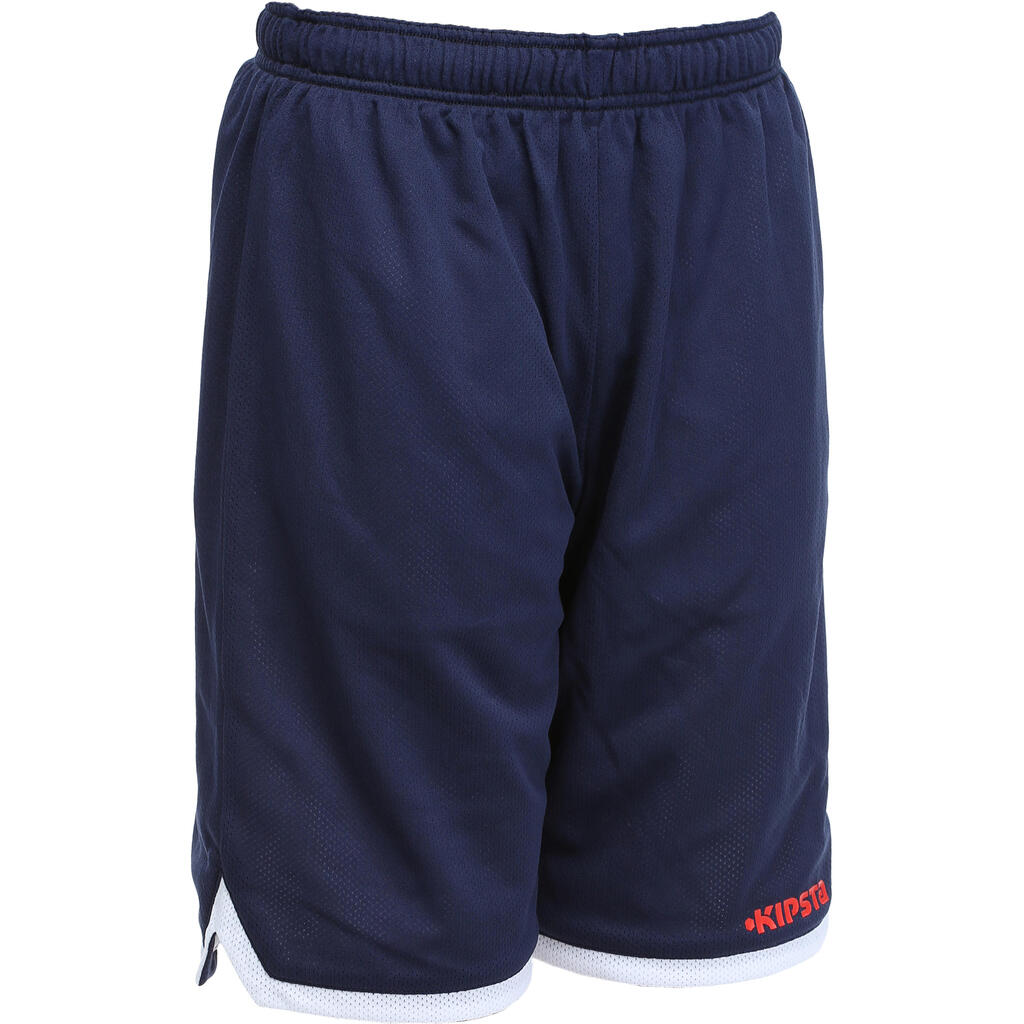 Reversible junior basketball shorts navy blue white