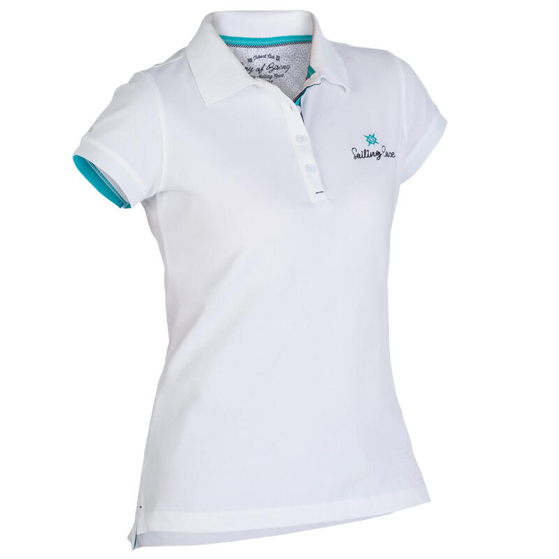 Polo Inshoreko Femme Blanc UV protect en coton élasthanne.