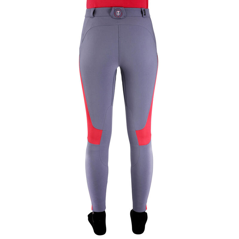 Dámské jezdecké tréninkové kalhoty lehké šedo-růžové
