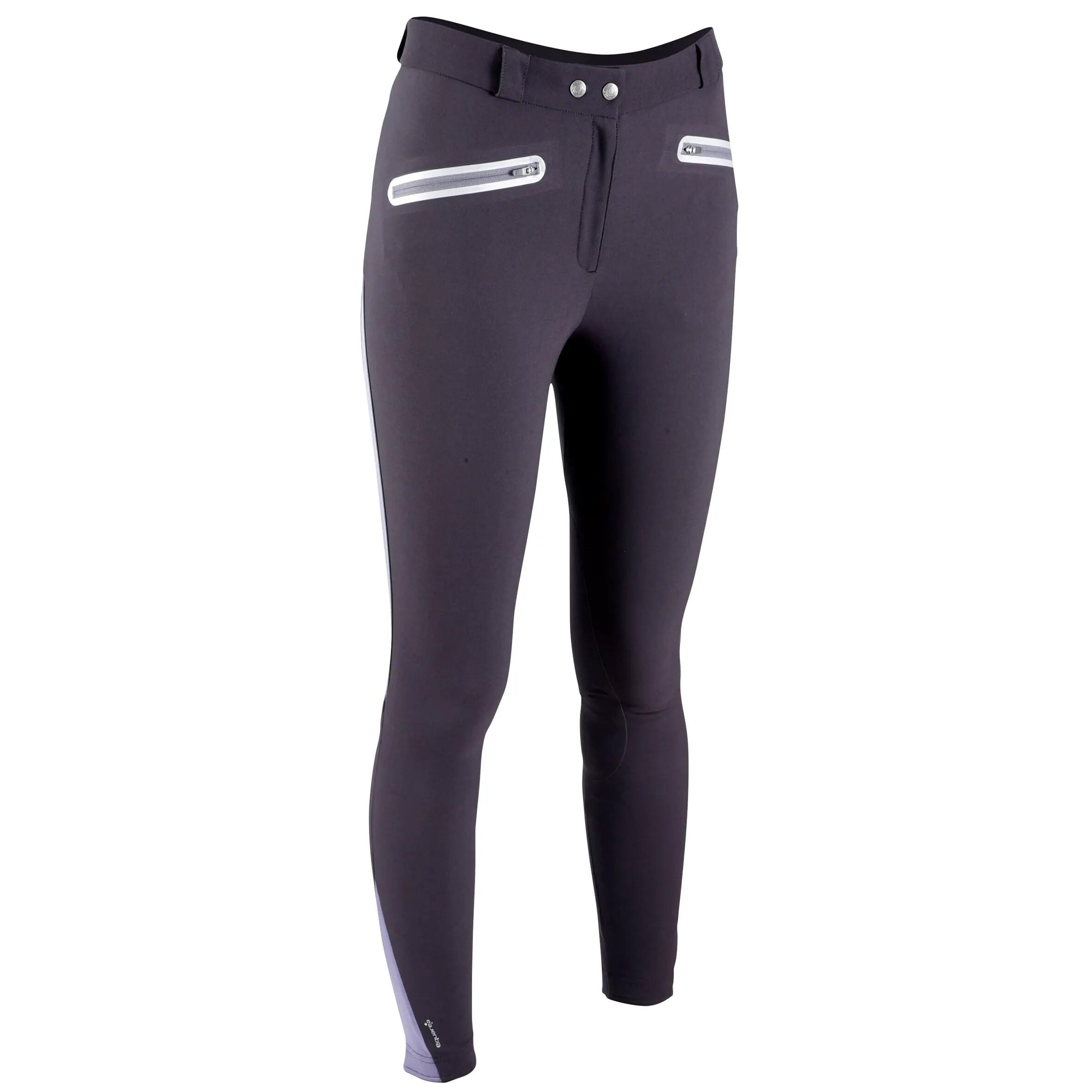 Training Mesh Women's Light Horse Riding Jodhpurs - Black 1/3
