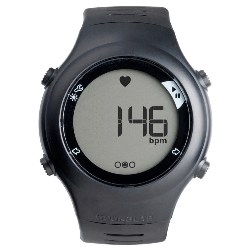 ЧАСЫ-ПУЛЬСОМЕТР ДЛЯ БЕГА ONRHYTHM 110 ЧЕРНЫЕ - Decathlon
