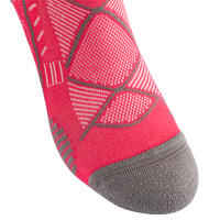 2 pairs of Forclaz 500 MID adult hiking socks - pink and grey.