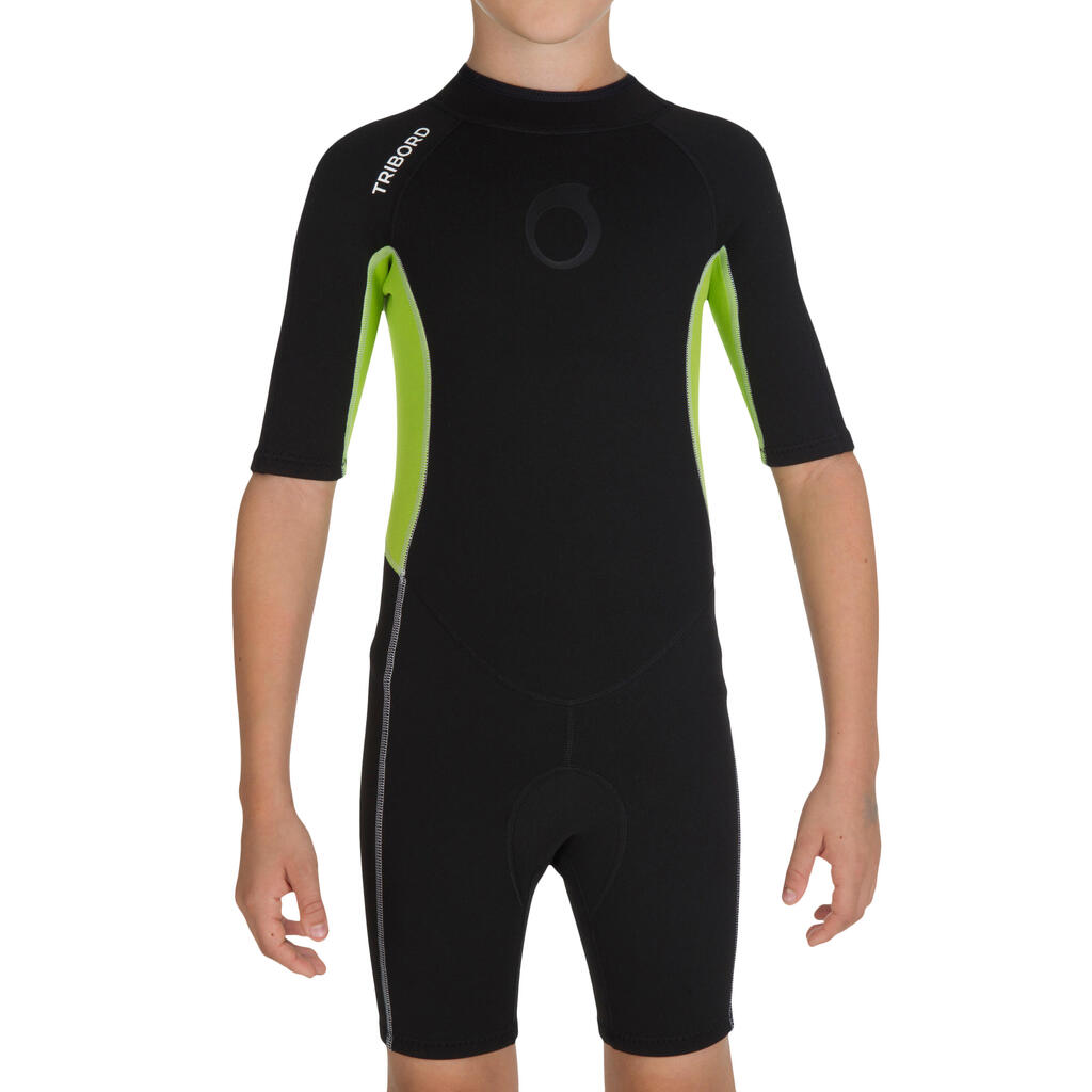 Neoprenanzug Shorty Surfen 100 Kinder grün