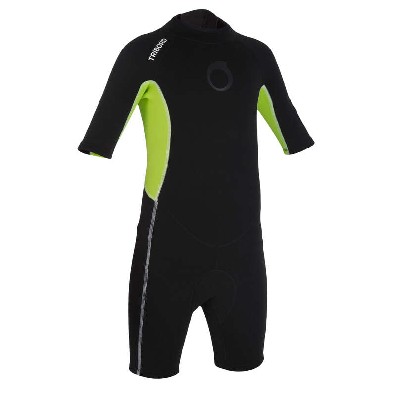 OLAIAN 100 boys' 1.5 mm neoprene SHORTY Green. Decathlon