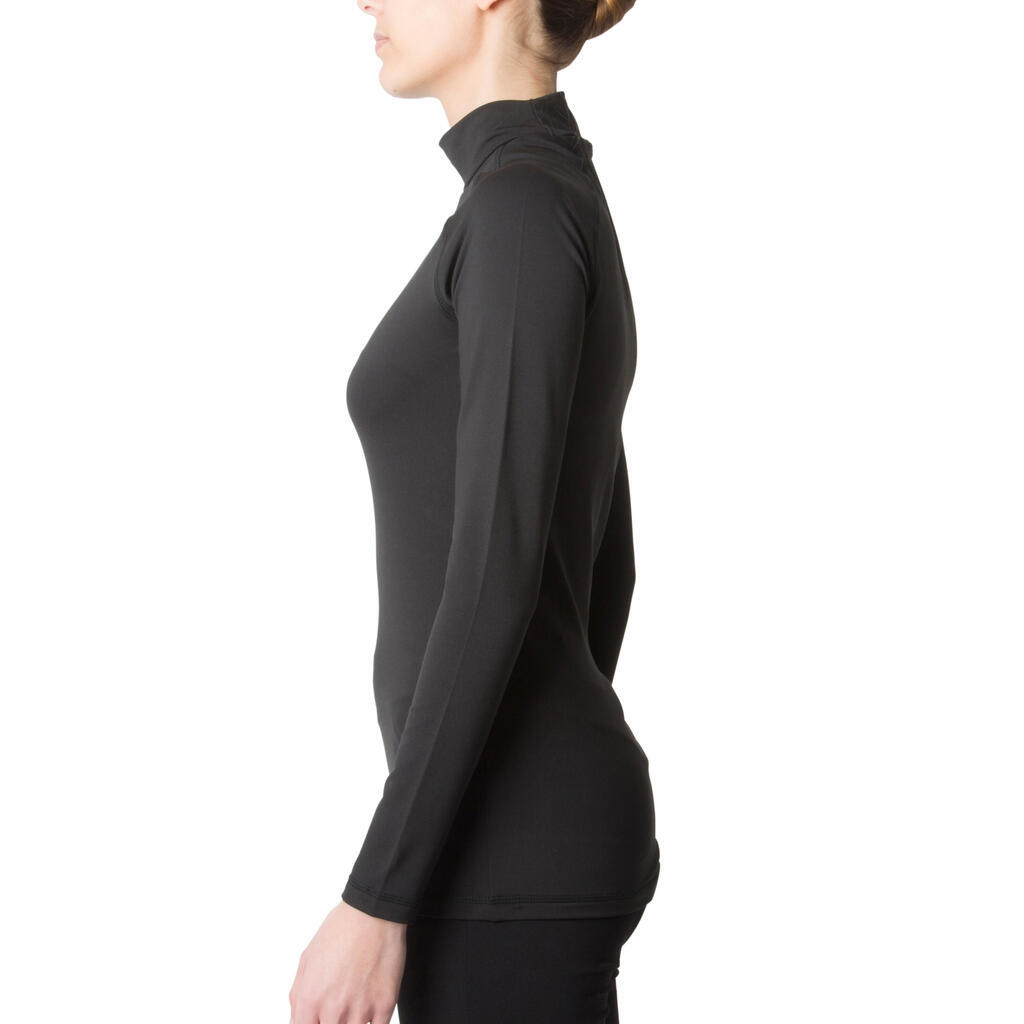 Fahrrad-Unterwäsche Langarm-Funktionsshirt 100 Damen schwarz
