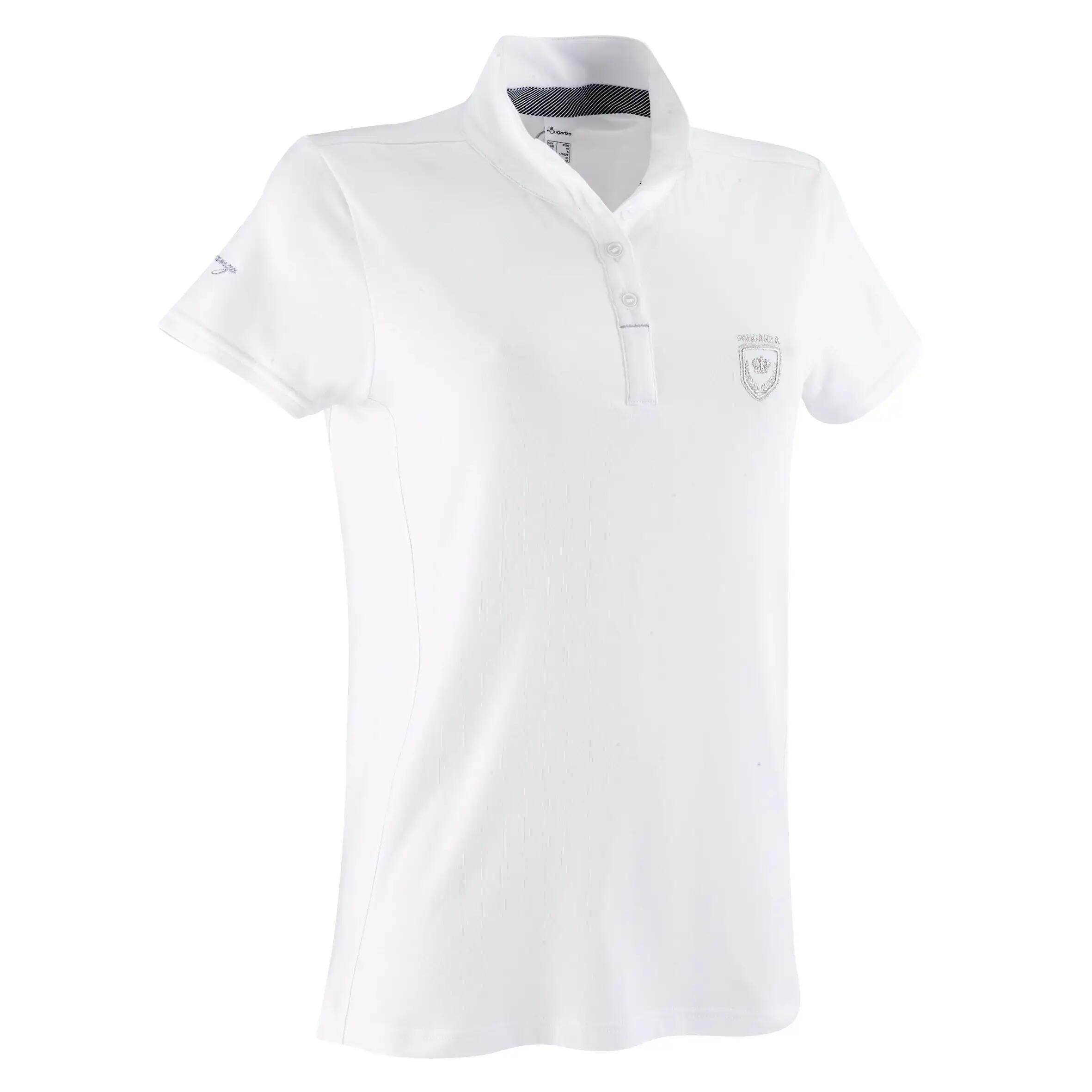 Women's Short-Sleeved Horse Riding Show Polo Shirt - White 1/1