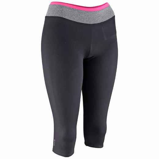 
      Energy Women's Fitness Cropped Bottoms with Colour-Contrast Waistband - Black
  