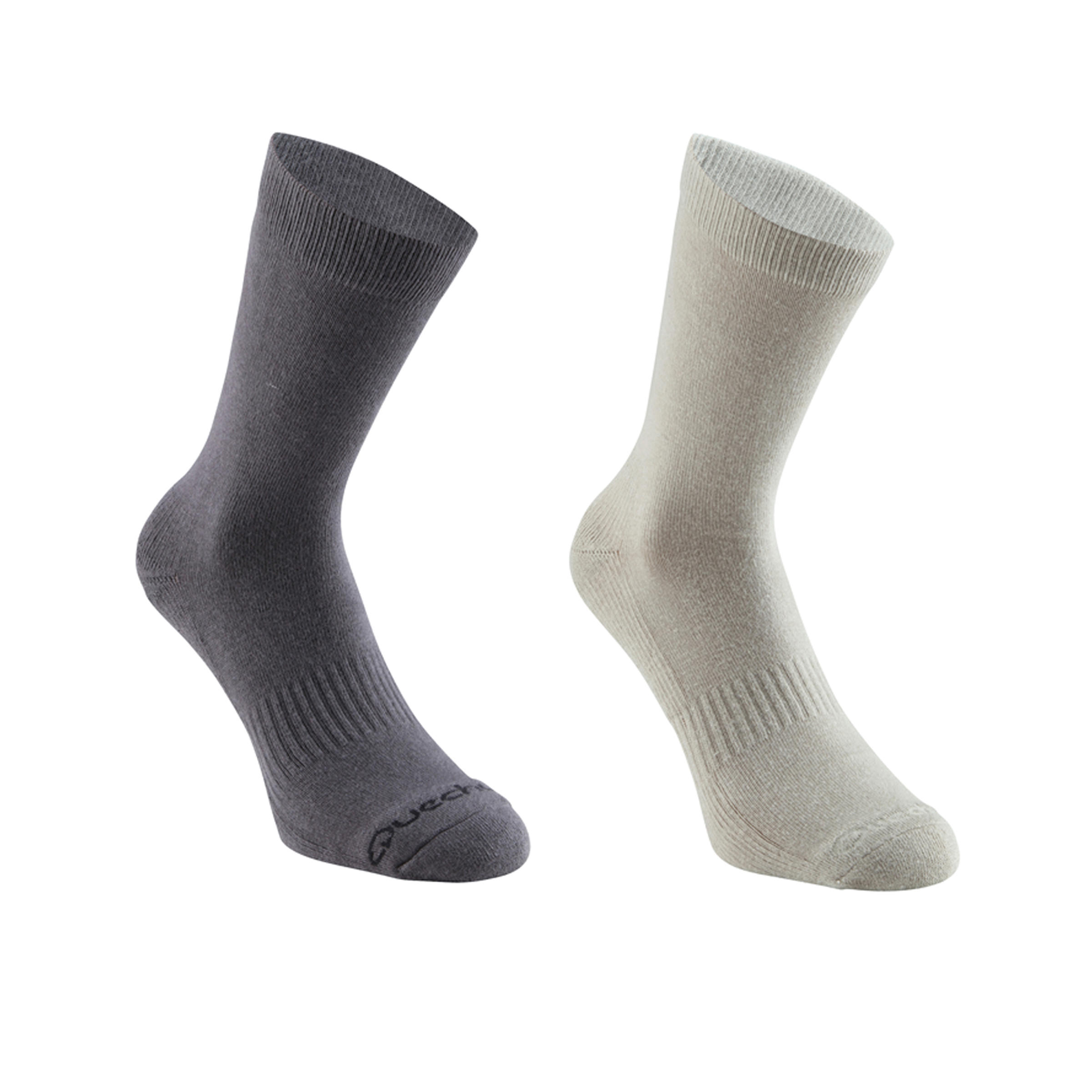 QUECHUA 2 pairs of Arpenaz 100 high socks - grey