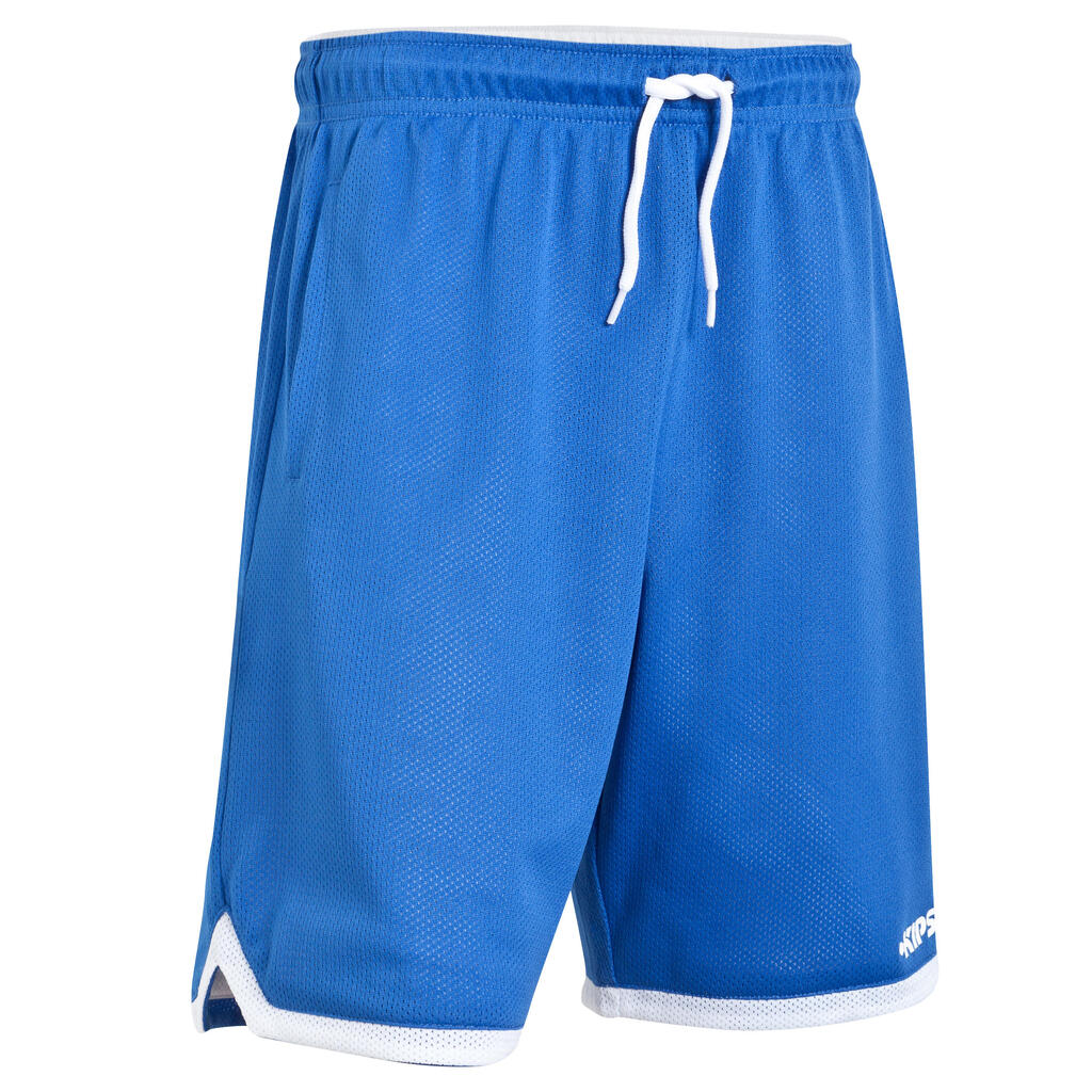 Reversible kids basketball shorts blue white