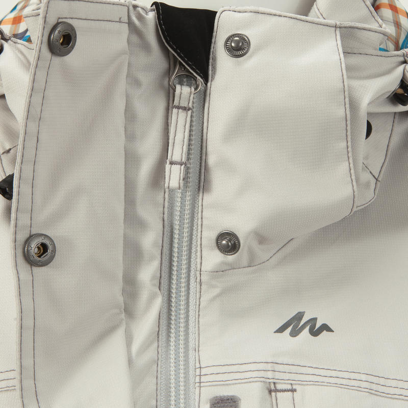 Arpenaz 300 Women's Waterproof Hiking Rain Jacket Light Grey Decathlon