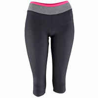 Energy Women's Fitness Cropped Bottoms with Colour-Contrast Waistband - Black