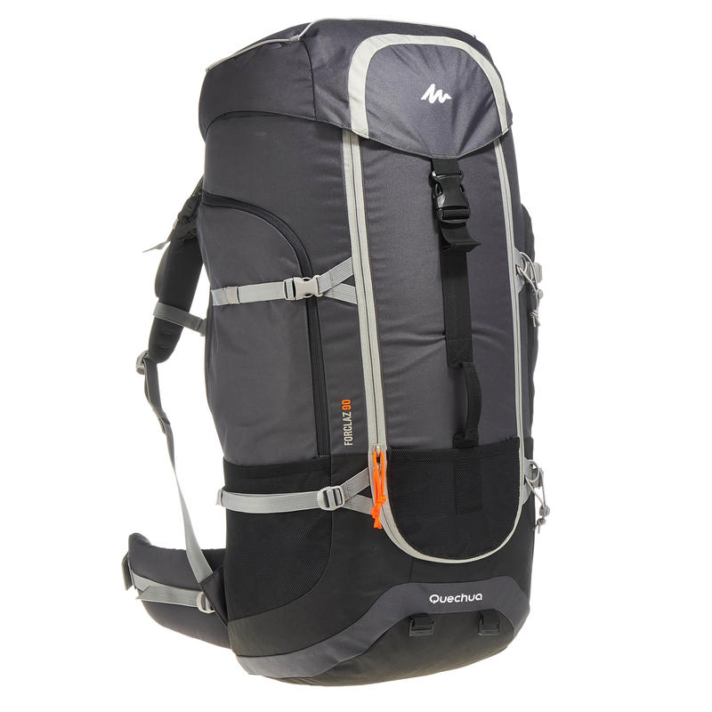 Sac à dos de randonnée en pleine nature forclaz 90 litres gris foncé Sac à dos de randonnée en pleine nature forclaz 90 litres gris foncé