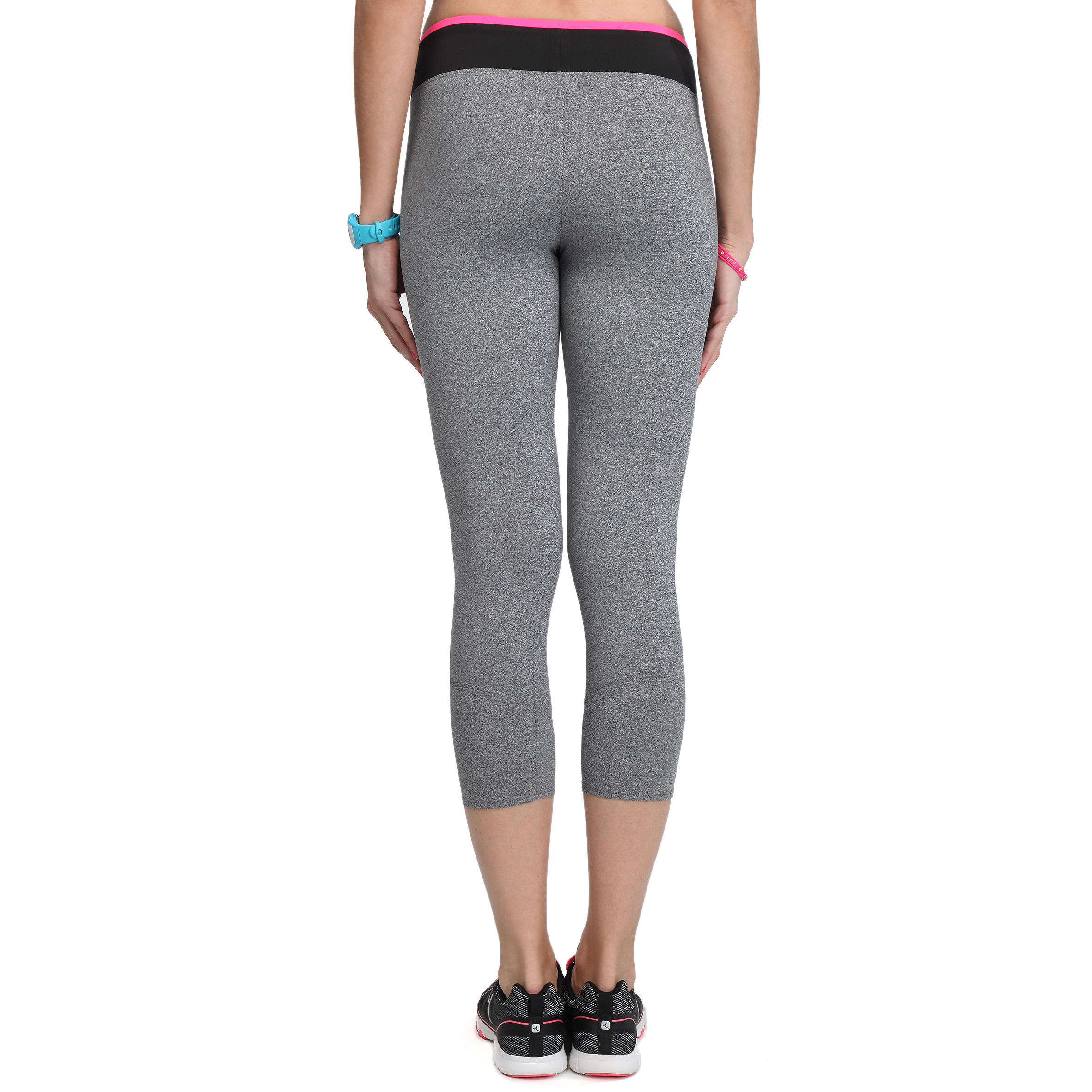Breathe Women's Fitness 7/8 Leggings - Mott Grey, Two-colour Contrast Waistband 3/12