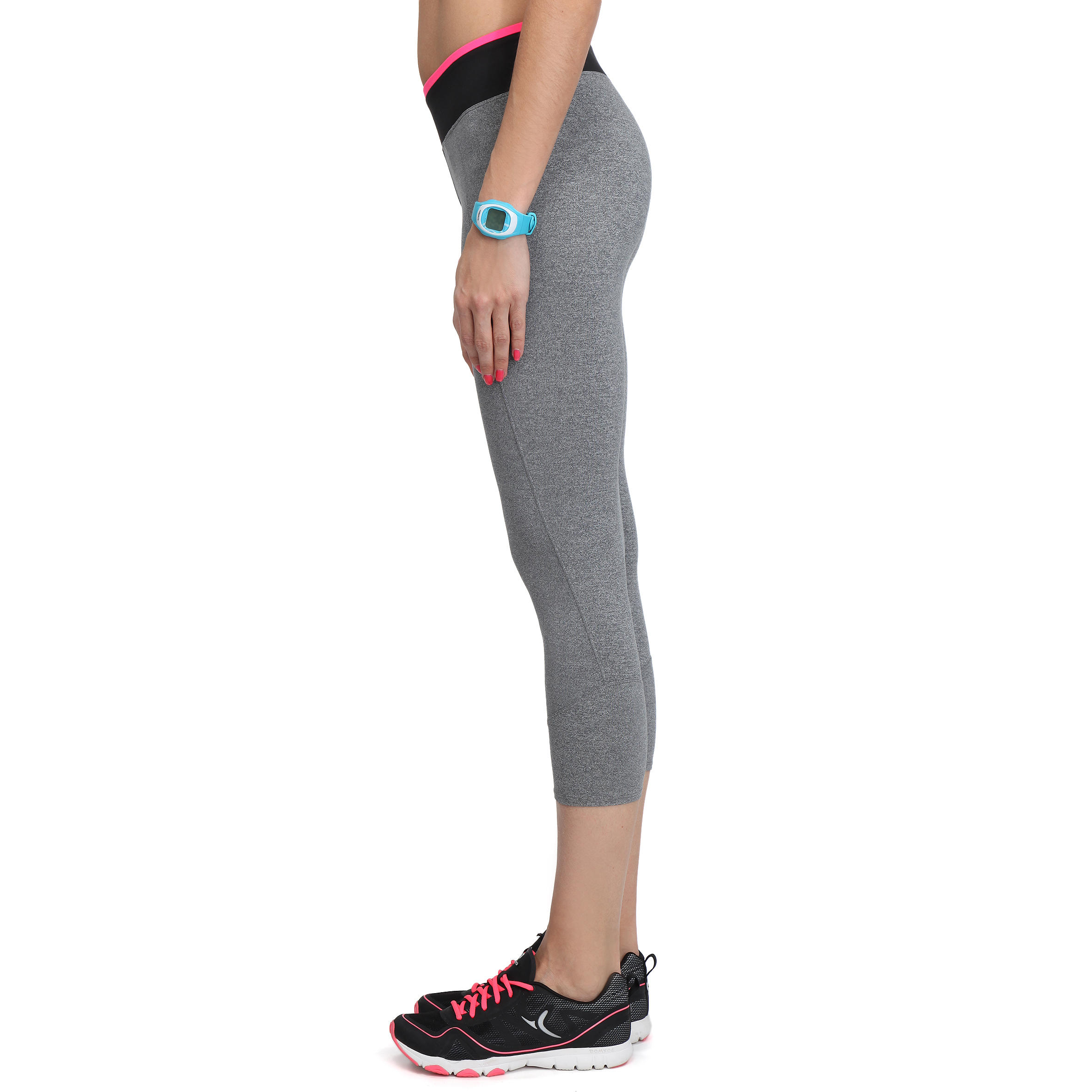Breathe Women's Fitness 7/8 Leggings - Mott Grey, Two-colour Contrast Waistband 4/12