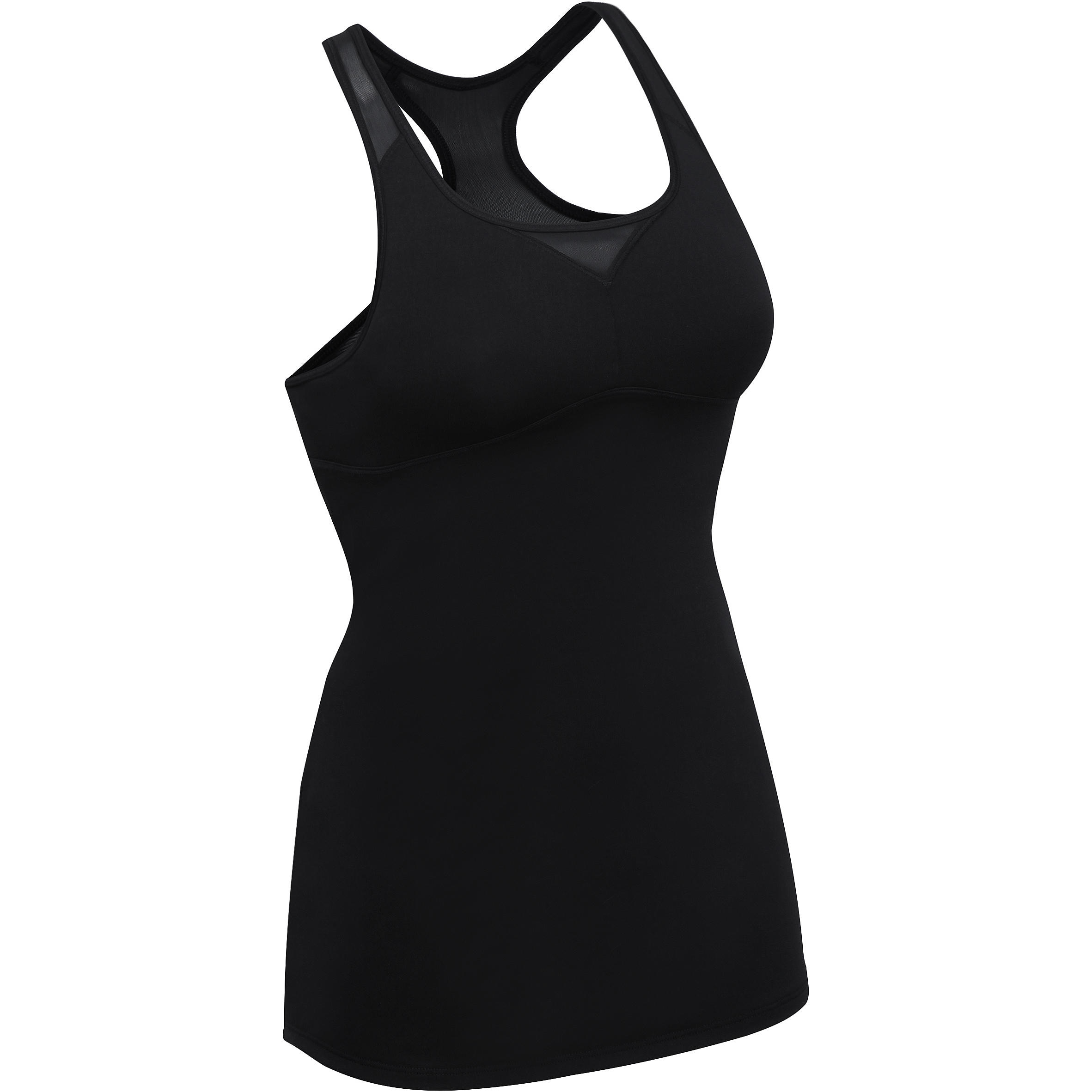 DOMYOS Breathe Women's Fitness Tank Top with Built-in Bra - Black