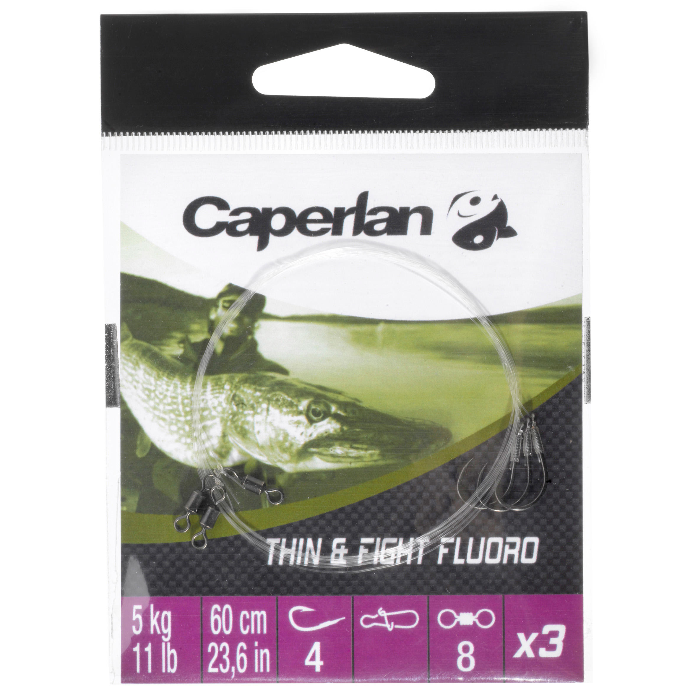 Forfac Pescuit la Peşti Răpitori Thin&Fight Simplu/Flurescent 5Kg x3 CAPERLAN CAPERLAN