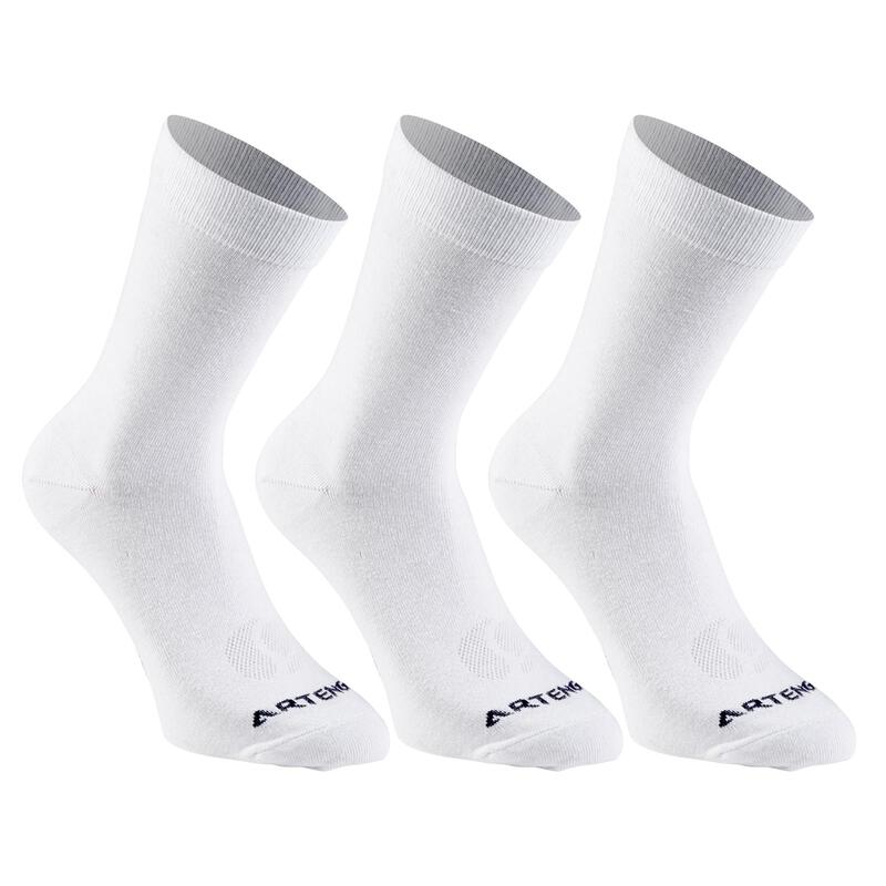 CHAUSSETTES DE SPORT HAUTES ADULTE ARTENGO RS 160 BLANC LOT DE 3