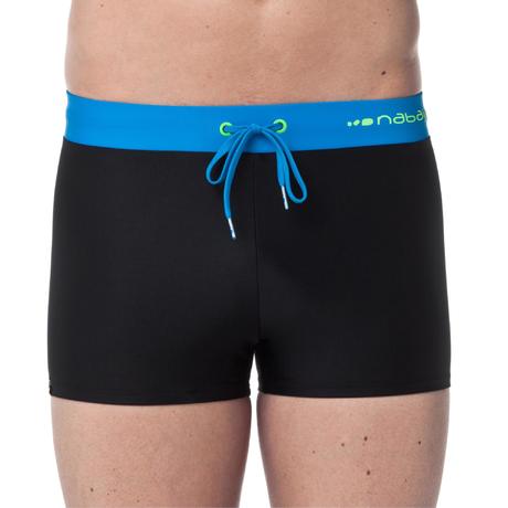 100 PEP MEN'S BOXER SWIM SHORTS - BLACK/BLUE | Nabaiji